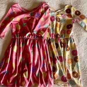 Set of 2 Dot Dot Smile Girls' Pink Gem & Donut Print Swing Dresses size 5/6